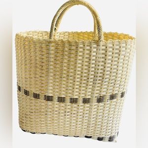 Vintage 90s Plastic Weaved Tote Bag, retro style statement piece.
